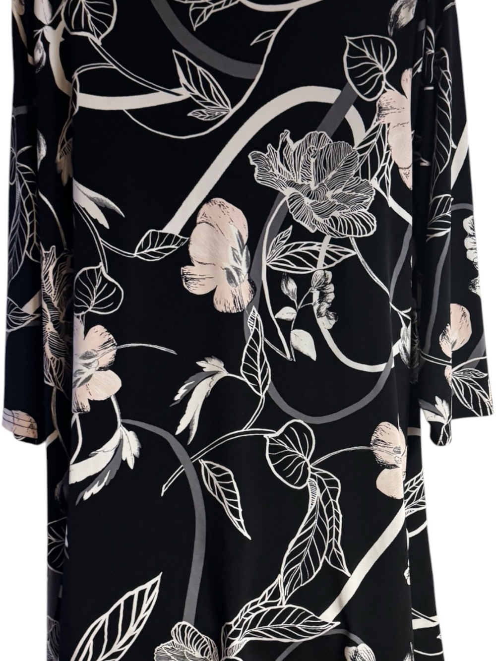 Alfani Black Floral Top w/Soft Blush & Gray Accents PLUS: 2X #M - Picture 3 of 8